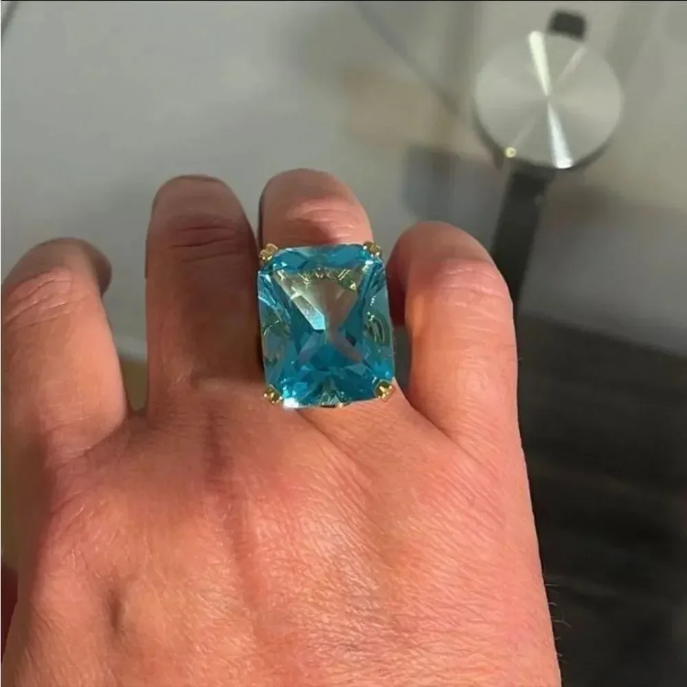 The Neptune Cocktail Ring 14k yellow gold plating over 925 Silver sz 10